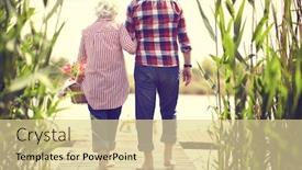  Presentation with pond - Presentation theme featuring loving-elderly-couple-goes background and a blonde colored foreground