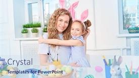  Presentation with happy holiday - Beautiful PPT theme featuring loving-family-concept-happy-mother backdrop and a sky blue colored foreground