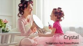  Presentation with daughter - PPT layouts enhanced with loving family mother and daughter background and a coral colored foreground