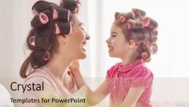  Presentation with daughter mother - Audience pleasing slides consisting of loving family mother and daughter backdrop and a coral colored foreground