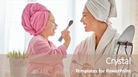  Presentation with loving mom - PPT layouts having loving family mother and daughter background and a coral colored foreground