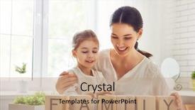  Presentation with colour blocking building blocks - Presentation theme with loving family playing with blocks background and a coral colored foreground