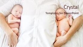  Presentation with newborn babies - Amazing theme having loving father with newborn twin backdrop and a lemonade colored foreground