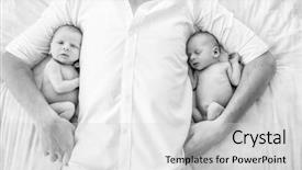  Presentation with babies - Cool new slides with loving father with newborn twin backdrop and a light gray colored foreground