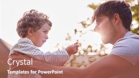  Presentation with home garden - Colorful presentation theme enhanced with loving-father-with-son-having backdrop and a coral colored foreground