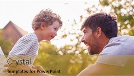  Presentation with home garden - Audience pleasing presentation consisting of loving-father-with-son-having backdrop and a gold colored foreground