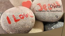  Presentation with god - Theme featuring loving god - pebbles with inscription i love background and a coral colored foreground