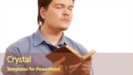  Presentation with god - Slides having loving god - portrait of a praying man background and a tawny brown colored foreground