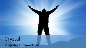  Presentation with sunshine - Beautiful slides featuring loving god - silhouette of man and sunshine backdrop and a teal colored foreground