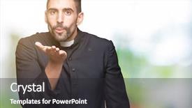  Presentation with christian love - Slides having loving god - young christian priest over isolated background and a dark gray colored foreground