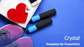  Presentation with gym - Cool new slide deck with skipping rope - gym stuff phone and red backdrop and a cobalt blue colored foreground