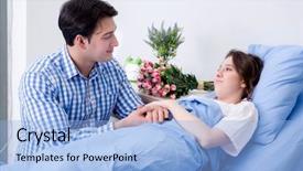  Presentation with caring - Cool new PPT theme with loving husband visiting pregnant wife backdrop and a light blue colored foreground