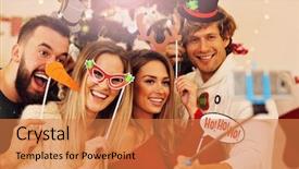  Presentation with loving memory - Presentation design consisting of loving memory - group of friends having fun background and a coral colored foreground