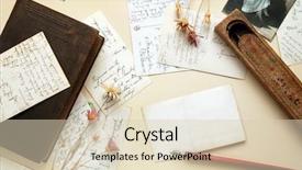  Presentation with memory book - Colorful PPT theme enhanced with loving memory - vintage background as still-life backdrop and a lemonade colored foreground