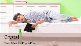  Presentation with love between man and woman - Cool new theme with loving memory - young man sad in unhappy backdrop and a coral colored foreground