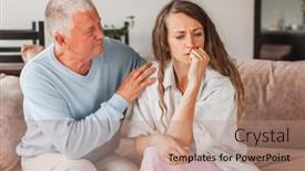  Presentation with child support - PPT layouts consisting of loving-mid-aged-father background and a coral colored foreground