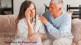  Presentation with child support - PPT theme featuring loving-middle-aged-father-hug background and a  colored foreground