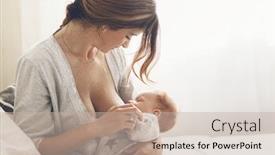  Presentation with loving mom - Audience pleasing slide deck consisting of loving mom breastfeeding her newborn backdrop and a mint green colored foreground
