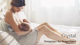  Presentation with loving mom - PPT layouts consisting of loving mom breastfeeding her newborn background and a soft green colored foreground