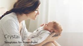  Presentation with loving mom - PPT layouts enhanced with loving mom carying of her newborn baby at home bright portrait of happy mum holding infant child on hands mother hugging and kissing her little 2 months old son background and a mint green colored foreground