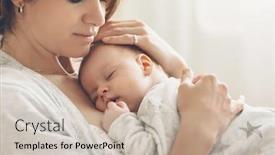  Presentation with loving mom - Amazing PPT layouts having loving mom carying of her newborn baby at home bright portrait of happy mum holding sleeping infant child on hands mother hugging her little 2 months old son backdrop and a soft green colored foreground