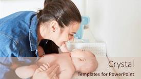  Presentation with diaper - Theme having loving-mother-and-her-baby background and a lemonade colored foreground