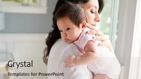  Presentation with mother and baby - Cool new presentation theme with loving mother holding baby daughter backdrop and a  colored foreground