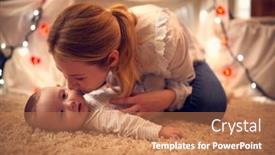  Presentation with mother baby - PPT theme consisting of loving-mother-kissing-baby-son background and a coral colored foreground