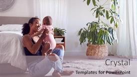  Presentation with baby sitting - Cool new PPT theme with loving-mother-playing-with-baby backdrop and a light gray colored foreground