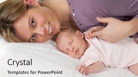  Presentation with sleeping baby - Colorful slide deck enhanced with loving mother watching her sleeping backdrop and a lemonade colored foreground