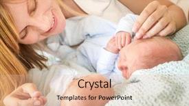  Presentation with newborn babies - Presentation theme featuring loving mother with newborn twin background and a lemonade colored foreground