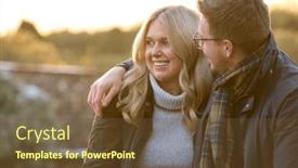  Presentation with walk - PPT layouts enhanced with loving-newly-engaged-couple-hugging background and a tawny brown colored foreground