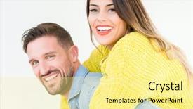  Presentation with romantic love - PPT theme having loving others - beautiful young couple in love background and a blonde colored foreground