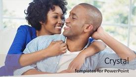  Presentation with portrait happy family smiling - Audience pleasing slides consisting of loving others - portrait of smiling couple backdrop and a coral colored foreground