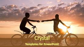  Presentation with bicycles - Audience pleasing presentation theme consisting of loving others - silhouettes of happy couple stretching backdrop and a tawny brown colored foreground