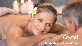  Presentation with senior spa - Slide deck consisting of loving others - smiling couple lying naked background and a coral colored foreground