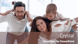  Presentation with children parents - Slide set enhanced with loving-parents-playing-with-children background and a tawny brown colored foreground