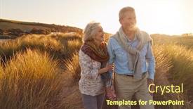  Presentation with sand dunes - Beautiful PPT layouts featuring loving-retired-couple-walking-arm backdrop and a tawny brown colored foreground
