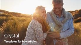  Presentation with sand dunes - Slide deck with loving-retired-couple-walking-arm background and a tawny brown colored foreground