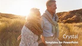  Presentation with sand dunes - Colorful PPT theme enhanced with loving-retired-couple-walking-arm backdrop and a coral colored foreground
