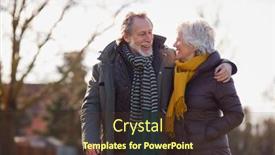  Presentation with senior couple - Beautiful slide set featuring loving-senior-couple-enjoying-autumn backdrop and a tawny brown colored foreground