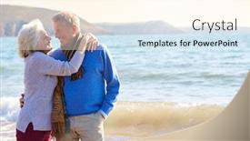  Presentation with granddaughter walking senior - Amazing slide deck having loving-senior-couple-hugging backdrop and a cream colored foreground