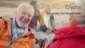  Presentation with offspring - PPT theme featuring loving-senior-couple-relaxing background and a soft green colored foreground