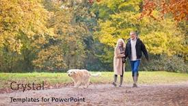  Presentation with senior couple - Slide deck enhanced with loving-senior-couple-walking background and a coral colored foreground