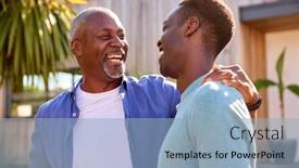  Presentation with father - PPT theme consisting of loving-senior-father-with-adult background and a  colored foreground