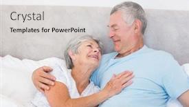  Presentation with wife - Colorful presentation theme enhanced with loving senior man looking at wife in bed at home backdrop and a light gray colored foreground