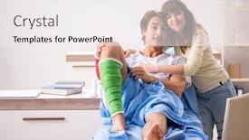  Presentation with wife - Beautiful PPT theme featuring loving wife looking after injured husband in hospital backdrop and a white colored foreground