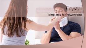  Presentation with wife - Amazing presentation design having loving wife taking care of injured husband in bed backdrop and a coral colored foreground