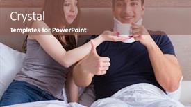  Presentation with wife - Cool new slide set with loving wife taking care of injured husband in bed backdrop and a tawny brown colored foreground