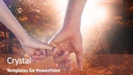  Presentation with trail - Slide deck featuring loving young couple holding hands against forest trail background and a coral colored foreground